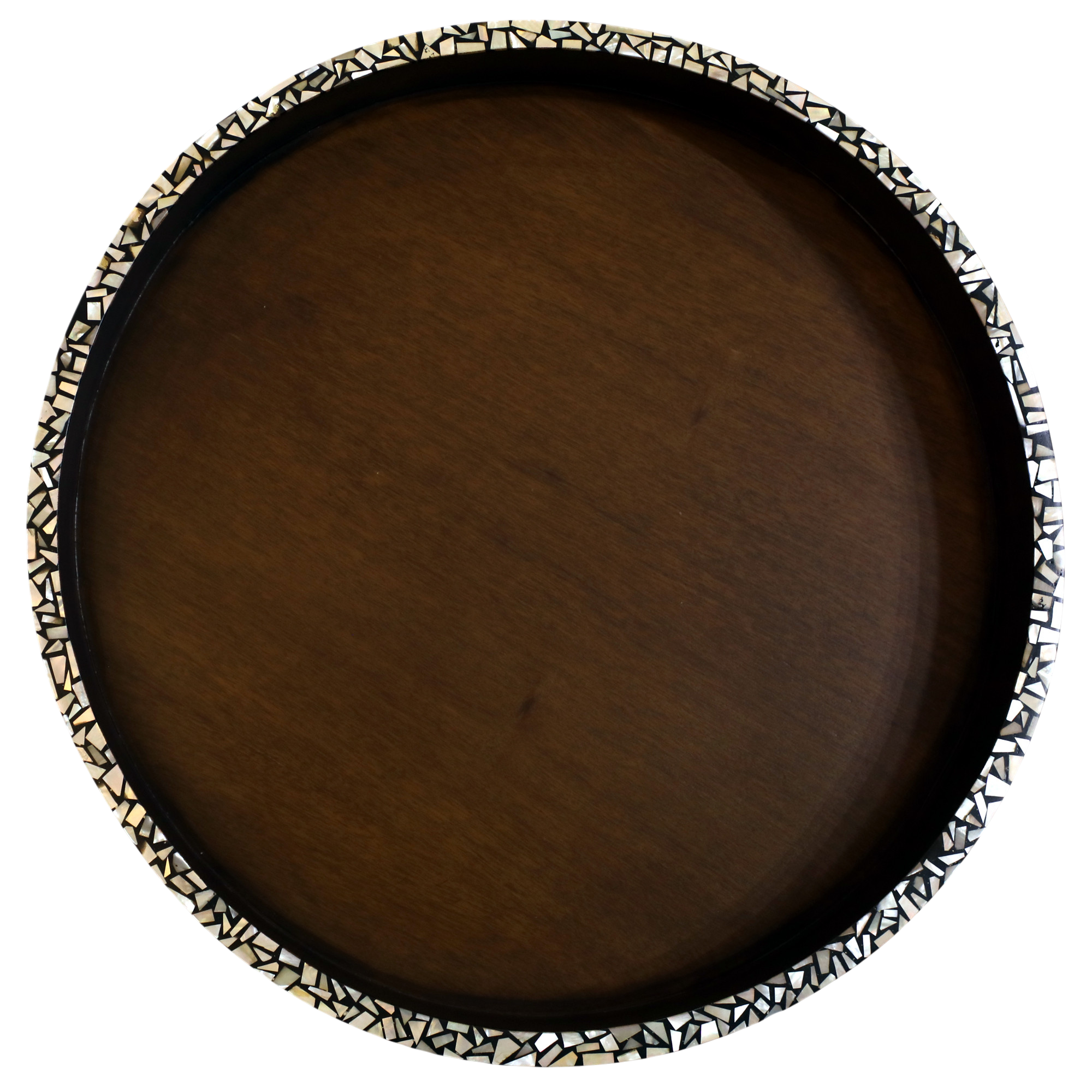 Artistic 40cm Tray with Msadaf Inlay and Mahogany Wood Finish