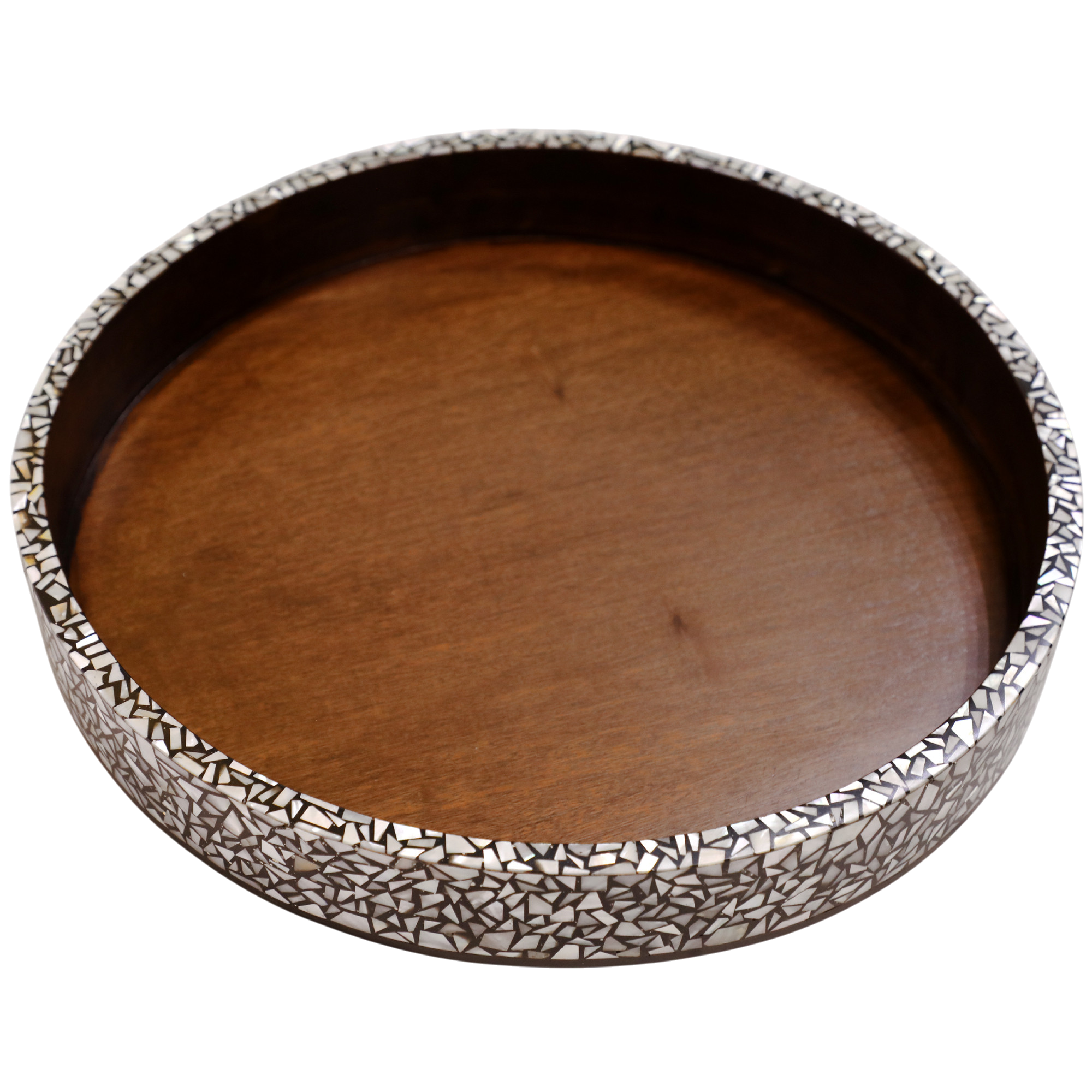 Artistic 40cm Tray with Msadaf Inlay and Mahogany Wood Finish
