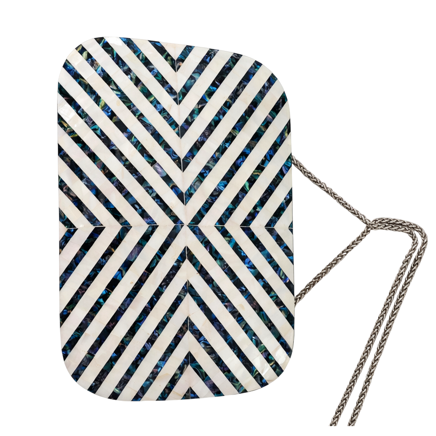 Claven Msadaf Special Women’s Bag – Handcrafted Mother-of-Pearl Chevron Evening Clutch