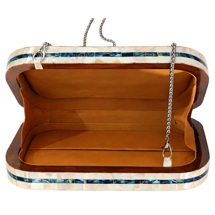 Claven Msadaf Special Women’s Bag – Handcrafted Mother-of-Pearl Chevron Evening Clutch