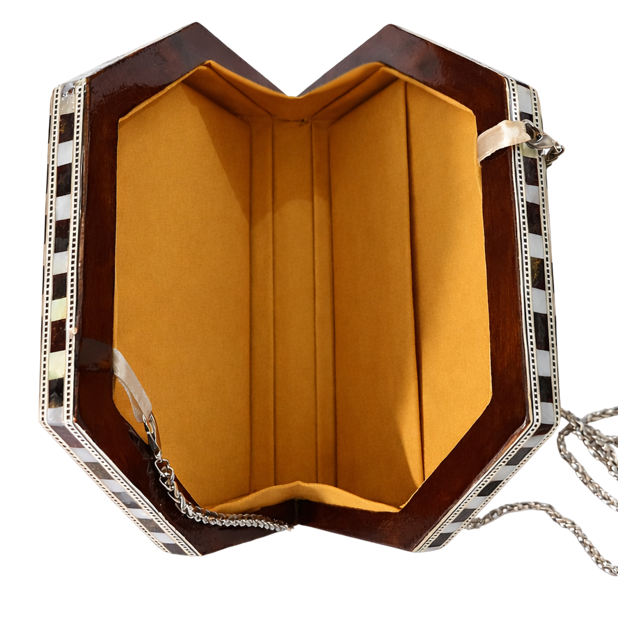 Dialone Msadaf Special Women’s Evening Bag – Handcrafted Mother-of-Pearl Geometric Clutch