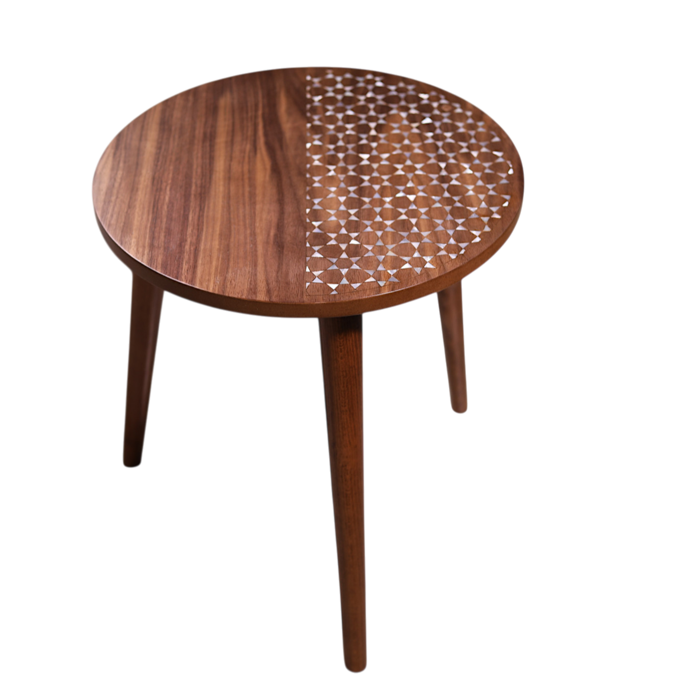 Handcrafted Walnut Side Table with Sadaf Inlay