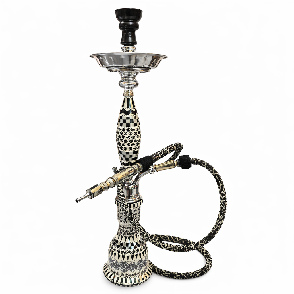 Luxury Msadaf Mosaic Hookah Premium Handmade Black & White Shisha Set