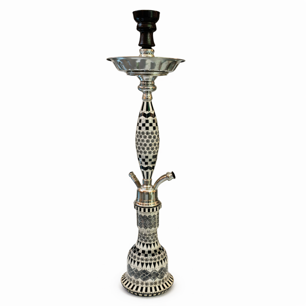 Luxury Msadaf Mosaic Hookah Premium Handmade Black & White Shisha Set