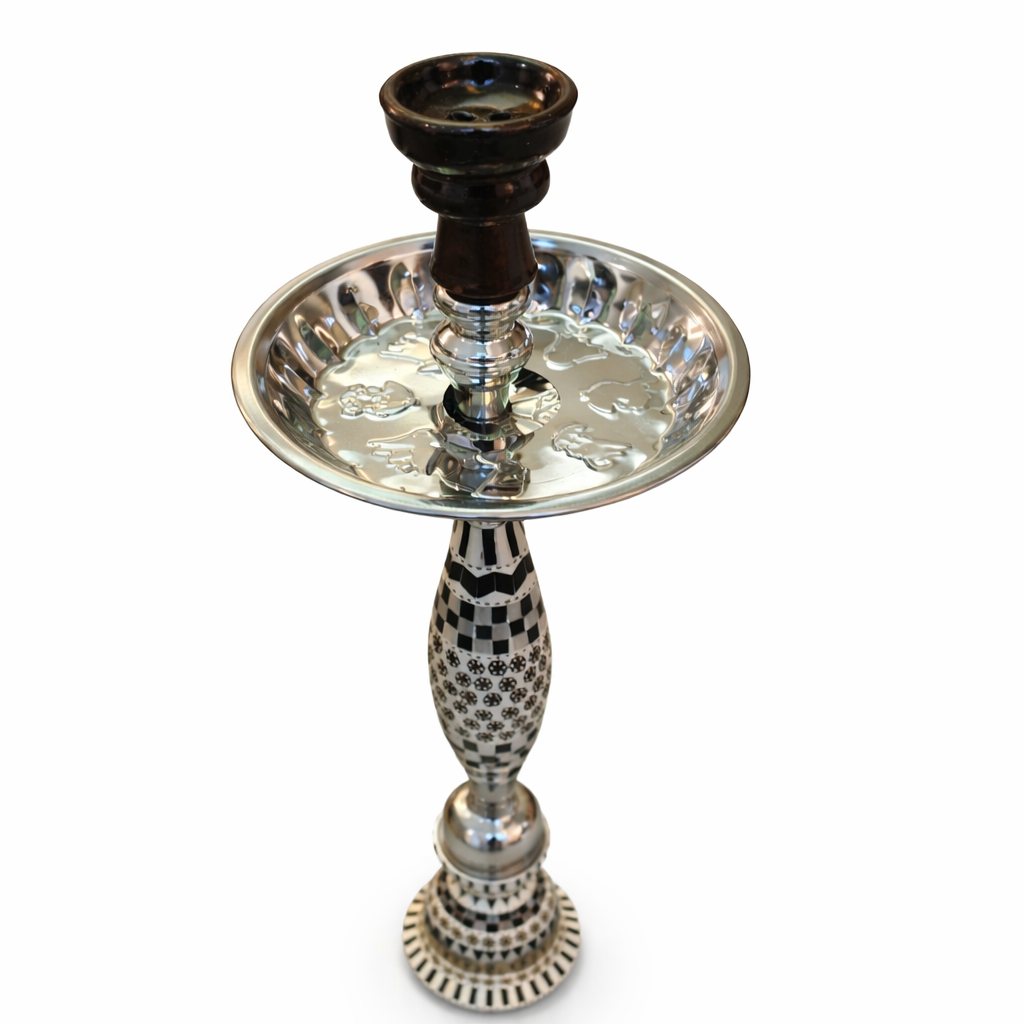 Luxury Msadaf Mosaic Hookah Premium Handmade Black & White Shisha Set