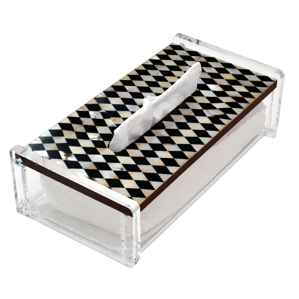 Recto Pearl Facial Tissue Holder – Handcrafted Mother-of-Pearl Luxury Cover